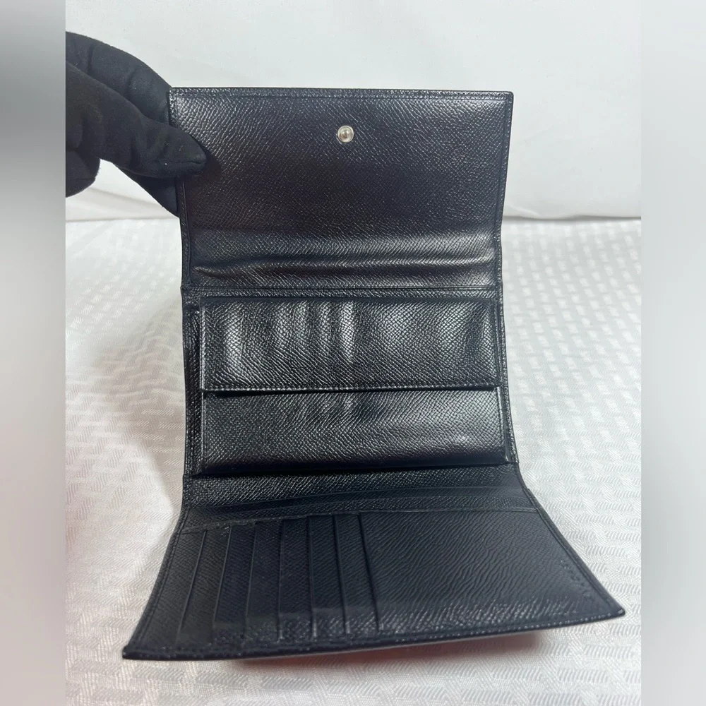Bvlgari Grain Leather Continental Wallet Black Logo Snap